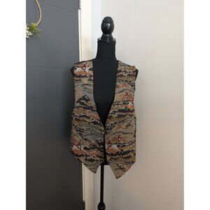 Vintage Backroad Blues Western Equestrian Tapestry Print Vest - XL - Made In USA